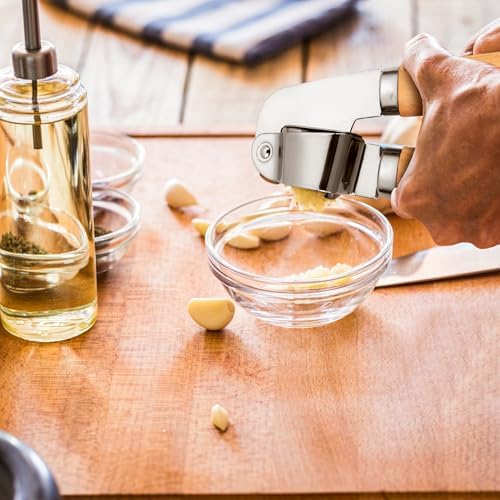 Stainless Steel Kitchen Gadget Set – 9 PCS Western Cooking Utensil & Tool with Wooden Handle: Pizza Cutter, Garlic Press, Can and Bottle Opener, Ice Cream Scoop, Peeler, Cheese Grater and Knife, Whisk - Image 5