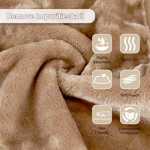 Nugilla Makeup Remover Cloths, 8 Packs Makeup Remover Towels Reusable Face Wash Cloth, Soft Microfiber Face Cloth for Women(Light Brown) - Image 3