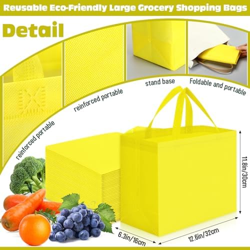 Windyun Reusable Grocery Bags Non Woven with Handles - Image 3