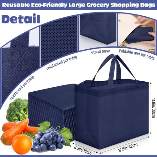 Windyun Reusable Grocery Bags Non Woven with Handles - Image 3