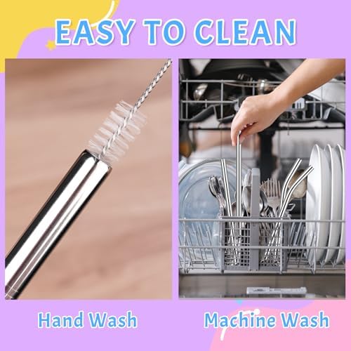 NiHome 4-Pack Stainless Steel Straws for Boba, Smoothie, 10.4” Metal Straws - Image 4