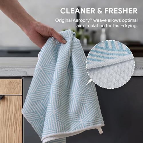 RECYCO Waffle Kitchen Towel Set of 2 - Quick Dry Microfiber Sustainable Dish Towels - Ultra Absorbent Reusable Cleaning Tea Towels - Lightweight Hand Towels,16”x 28”, Modern Maze - Image 4