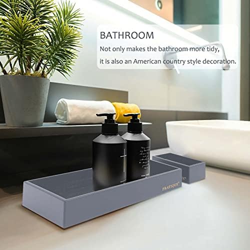 PRATIQUE Bamboo Drawer Organizer - Kitchen Utensil Organizer Silverware Tray Cutlery Holder，Office Desk Supplies and Accessories,8.9 * 5.9 * 2.6,Grey - Image 4