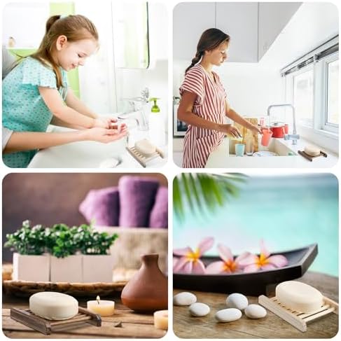 Rtteri 120 Pieces Bamboo Wood Soap Dish Tray Bathroom Wooden Soap Holder Handmade Bathtub Shower Dish Accessories for Home Bathroom Kitchen Sponge Scrubber - Image 5