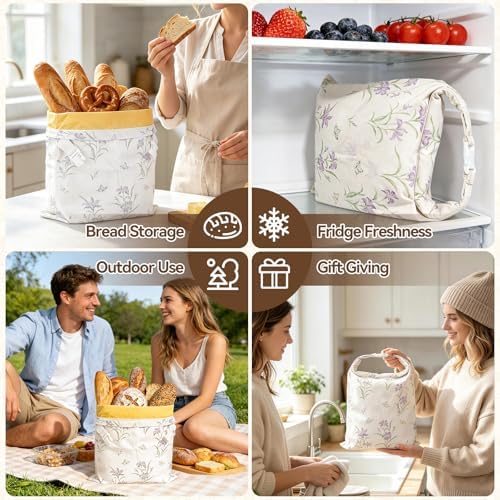 Beeswax Bread Bags, 2 pcs Reusable Bread Bags for Homemade Bread, - Image 7