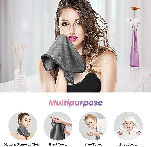 Makeup Remover Cloth Pack of 8, Soft Microfiber Makeup Remover Towels,13x7 inch Reusable Facial Cleansing Cloths for All Skin Types,Gray - Image 7