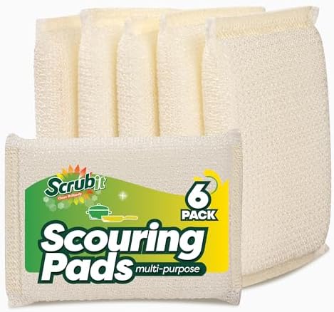 6 Scrub Sponges Kitchen By SCRUBIT, Multi-Purpose Scouring Pads, Non-Scratch Cleaning Sponges for Dishes, Pots & Non-Stick Cookware - Long Lasting Dish Scrubbers for Kitchen, Bathroom & More by SCRUBIT