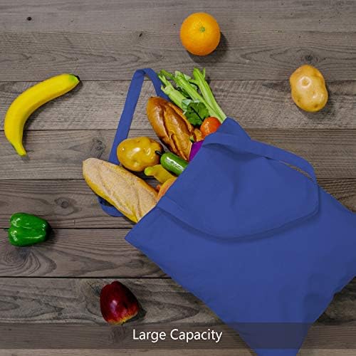 TOPDesign 5-Pack Economical 16"x15" Blue Cotton Tote Bag, Lightweight Medium Reusable Grocery Shopping Cloth Bags, Suitable for DIY, Advertising, Promotion, Gift, Activity - Image 4