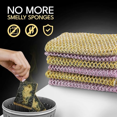 Non-Scratch Dish Scrubbers (24 Pcs) — Outlasts 7+ Sponges, Stays Odor-Free | Replace Smelly Kitchen Sponges | Non-Absorbent Mesh | Safe on Non-Stick, Cast Iron, Glass | Made in Korea Since 2012 - Image 5