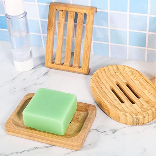 Pimoys Bamboo Soap Dishes, 12 Pack Wooden Soap Holders, 3 Sizes - Image 2