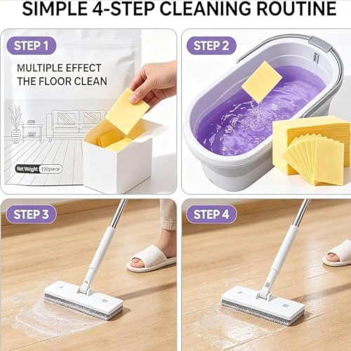Floor Cleaning Tablets Multi-surface Cleaner, 100-Piece Floor Cleaning Solution Tablets, Water-Soluble Floorcleaning Sheets for Hardwood Laminate Tile & Rv Walls Deodorization (Pink) - Image 3