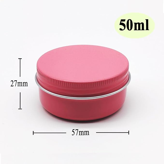 10pack50ml Pink Aluminum Tin, 50 Gram Containers Leak Proof Cosmetic Jars, 50g Small Makeup Containers Round Screw Lids for Cosmetic, Salves, Lip Balms, Toner, Cream, Candle, Tea, Beads