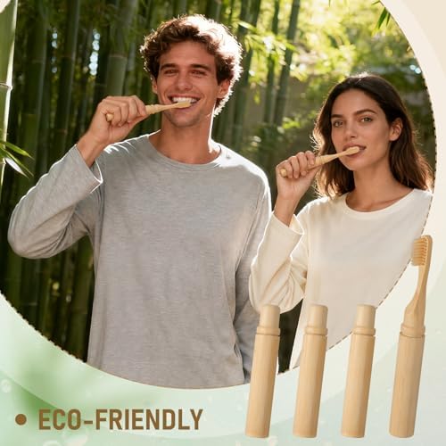 3 Pcs Foldable Bamboo Toothbrush Travel with Case, Fiber - Image 5