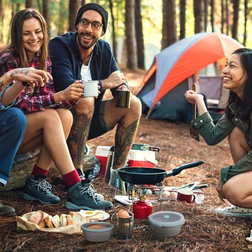 Suclain 4 Pcs Collapsible Bowls with Lids Silicone Camping Food Storage Container Expandable Folding Salad Lunch Box Travel Container for Hiking Camping - Image 4
