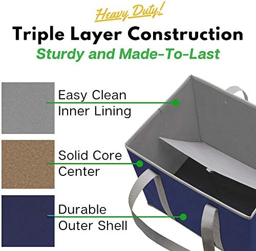 Reusable Grocery Bags (3 Pack) – Heavy Duty Shopping Bags, Blue - Image 5