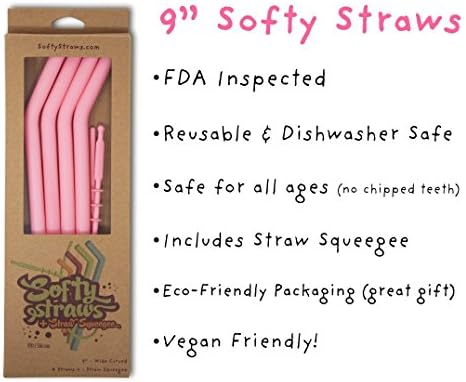 Reusable Silicone Drinking Straws - Big Size with Curved Bend for Tumblers Made from BPA Free No-Rubber Silicon - Flexible, Collapsible, Chewy, Bendy, Safe for Kids/Toddlers - Image 2