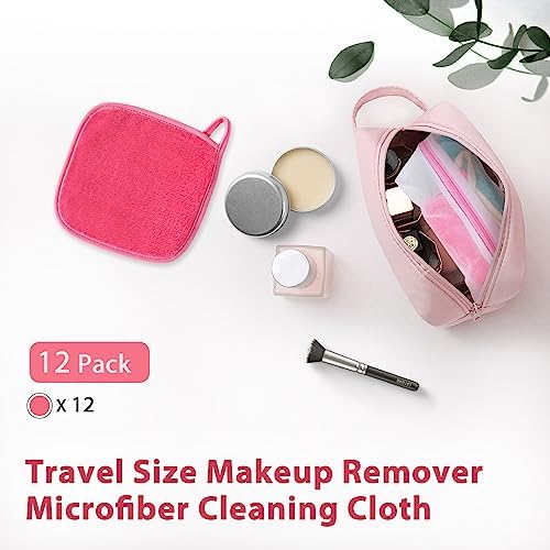 NATWAG | Reusable Update Makeup Removing Microfiber Cloth for Sensitive Skin | Washable Makeup Remover Towels | Natural Facial Cleansing Towels (6”x 6”, 12 Pack/Pink) - Image 6