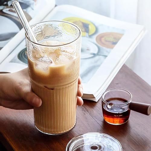 JunVpic Glass Coffee Tumbler, 20 oz Glass Cup with Lid and Straw - Image 5