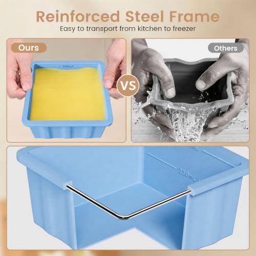 Silicone Freezer Tray for Soup Ice Cubes: 2-Cup Freezing Trays with Lid for Meal Prep - 4Pack Silicon Soup Portion Freeze Tray Make Stock Souped Ice Cube - Image 3