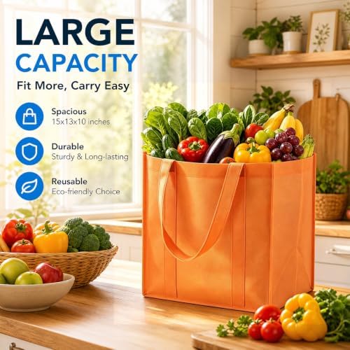 FF Sgdfc14 Pack Reusable Grocery Totes, Heavy Duty with Reinforced Handles, Foldable Large Capacity for Shopping (Multicolor) - Image 5