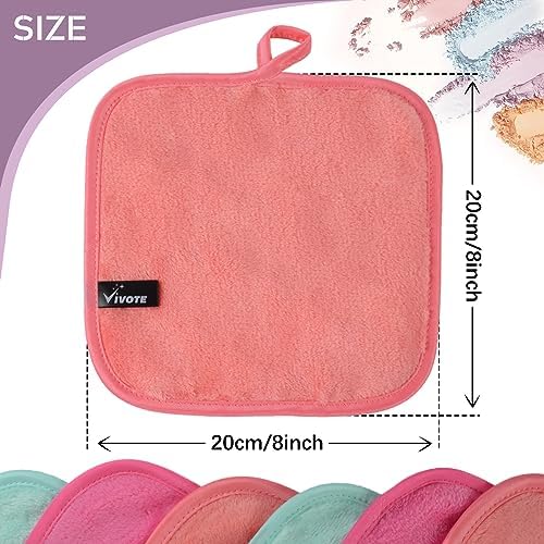 VIVOTE Microfiber Face Cloth Quick Drying Flannel Makeup Remover Pads 6pcs - Image 2