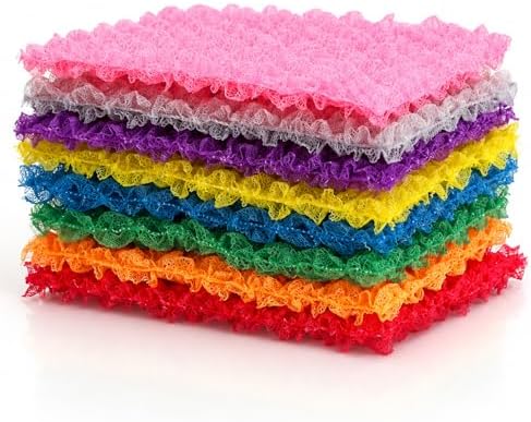 Korean Bubble Mesh Dish Scrubber, 8-Pack – Non-Scratch Kitchen Sponges, Quick-Drying Mesh Cleaning Cloths for Daily Dishwashing by SUDIVA