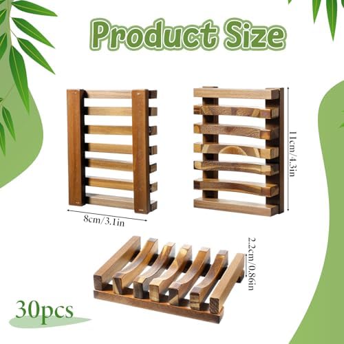 30 PCS Wooden Shower Soap Dish Bulk, Wood Soaps Dish for Shower - Image 2