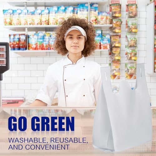 Windyun Large Grocery T-shirt Bags Bulk Reusable Non Woven Shopping Bag Foldable Gift Tote with Handle, 20.5x11x5.5 Inch - Image 5