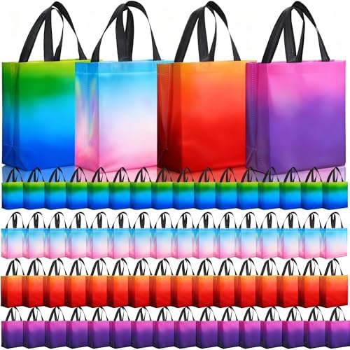 Eccliy 80 Pcs Reusable Gift Bags, Medium, Gradient Color by Eccliy