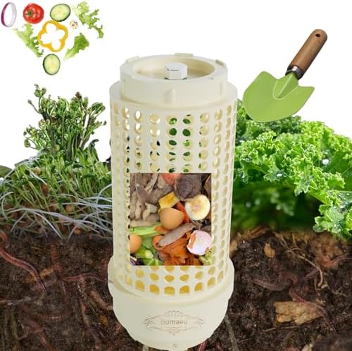 Underground Worm Farm, Garden Mini vermicomposting bin for use in Outdoor Gardening from Kitchen Food Waste, with Holes and lid, White (11.81x4.3x4.3IN) by Bumaeu