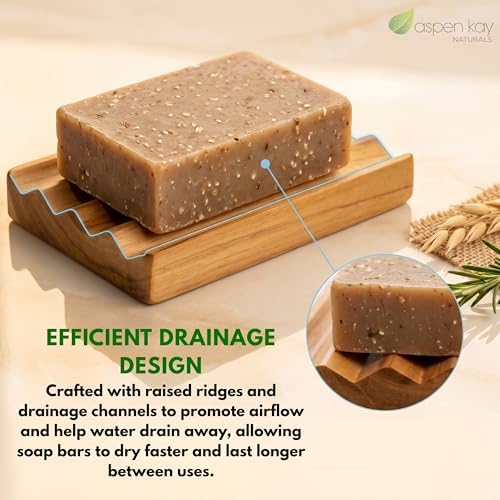 Wooden Soap Dish, Natural Soap Saver Tray with Drainage. 2 Pack - USA Made - Image 2