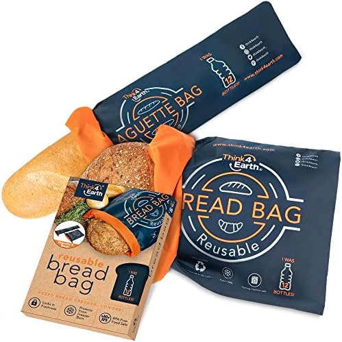 THINK4EARTH® - Large Bread and Baguette Bags (Dark Blue, Bread & Baguette Set) by Think4Earth