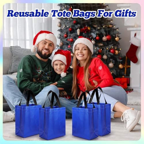 Eccliy 80 Pcs Reusable Gift Bags, Medium, Blue - Image 3