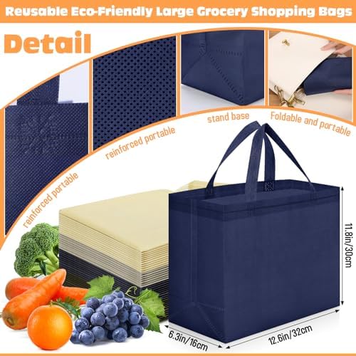 Windyun Reusable Grocery Bags Non Woven with Handles - Image 3