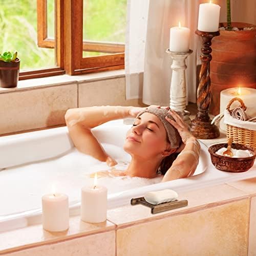 Rtteri 80 Pieces Bamboo Wood Soap Dish Tray Bathroom Wooden Soap Holder Handmade Bathtub Shower Dish Accessories for Home Bathroom Kitchen Sponge Scrubber - Image 3
