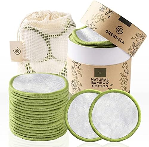 GREENZLA Reusable Makeup Remover Pads | 20 Pack | Bamboo Cotton Rounds by GREENZLA