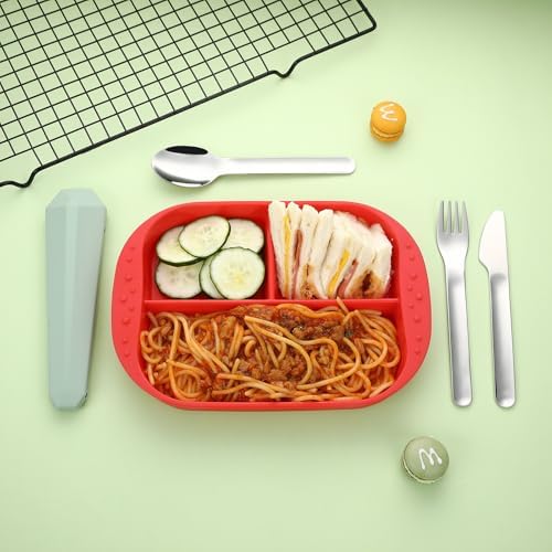 DEVICO Utensils for Lunch Box, 4Pcs Travel Silverware Set with Case, Green - Image 5