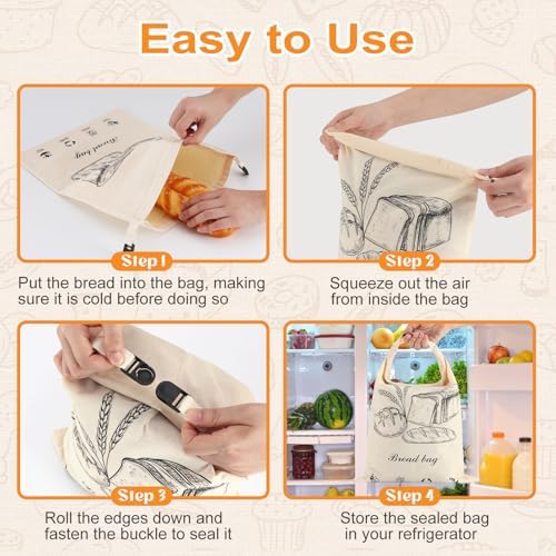 2 PACK Beeswax Sourdough Bread Bags for Homemade Bread, Reusable Cotton Beeswax Bread Bag Portable Waxed Storage All Natural Bees Wax Linen Bag Keep Fresh,13''×17'', 01 - Image 5