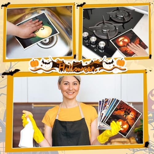 Lucomb 8 Pack Halloween Swedish Dishcloths Reusable, Kitchen Sponges Soft Absorbent Dish Towels Swedish Dish Cloths Washable Decorative for Kitchen Washing Dishes Bathroom Office Hand Towel Cleaning - Image 7