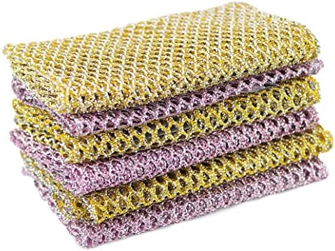 Non-Scratch Dish Scrubbers (6 Pcs) — Outlasts 7+ Sponges, Stays Odor-Free | Replace Smelly Kitchen Sponges | Non-Absorbent Mesh | Safe on Non-Stick, Cast Iron, Glass | Made in Korea Since 2012 by TheCrownChoice
