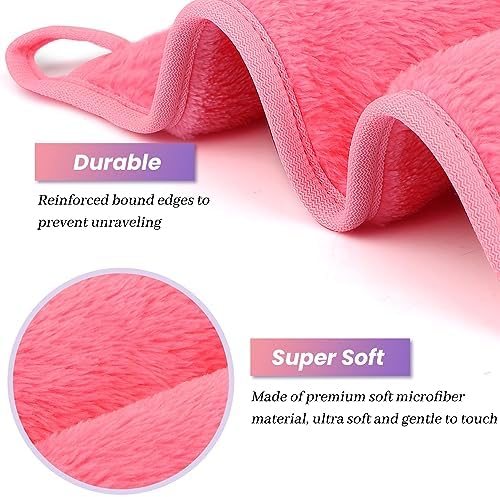 Reusable Makeup Remover Cloths 8 Pack, Ultra Soft Microfiber Facial Cleansing Cloths, Washable Makeup Remover Towels for All Skin Types,13x7 inch,Pink - Image 2