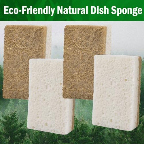 YoleShy Natural Sponges Kitchen Biodegradable Dish Sponge for Washing Dishes Compostable Coconut Walnut and Cellulose Plant Based, 10 Pack - Image 7