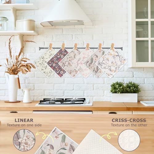Swedish Dishcloth Dish Towel Set: Kitchen Cellulose Sponge Cloth (Flower) - Image 3