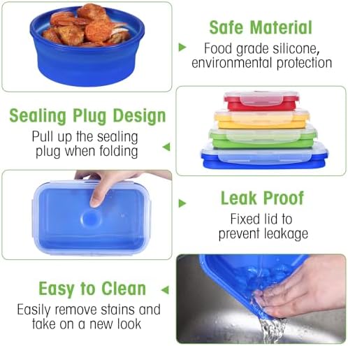 Yaomiao 16 Pack Collapsible Food Storage Container with Lid,Bright Colors - Image 3