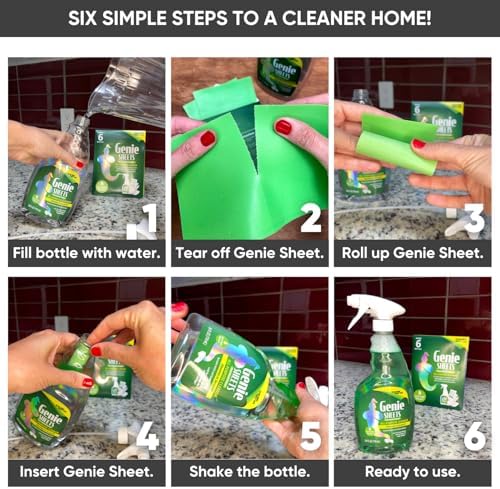 Genie Sheets All Purpose Cleaner | 1 Bottle with Sprayer + Concentrate Makes 6 24oz Refills | Professional-Strength | Just Add Water | Sustainable Eco-Friendly Plant-Based - Image 2