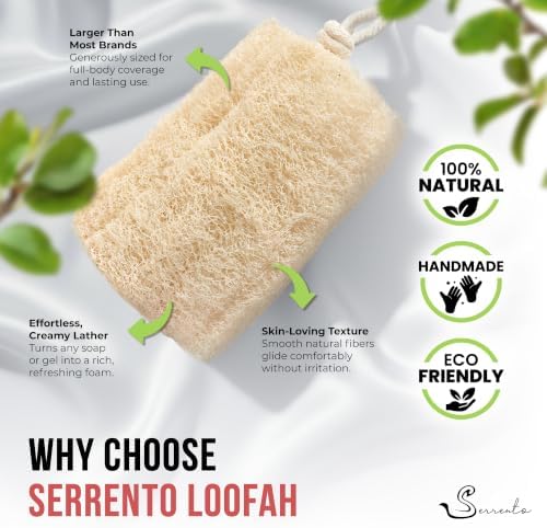 SERRENTO All Natural Loofah Sponge, Pack of 4 Real Egyptian Bath & Shower Exfoliating Loofa Scrubber Sponges for Face, Back & Body, Eco Friendly, No Toxic Chemicals, 6" x 6" - Image 3