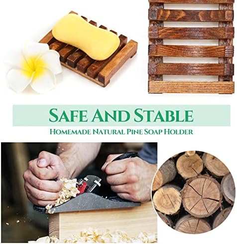 Mumufy 12 Pcs Bamboo Soap Dish Sisal Bag Drain,Brown,Bamboo - Image 5