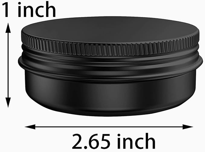 20 Pcs 2 Ounce Aluminum Tin Jars Containers Leak Proof Cosmetic Tin Jars Containers Round Screw Lids for Cosmetic, Salves, Balms, Lip Balm or Others, 60mL Black