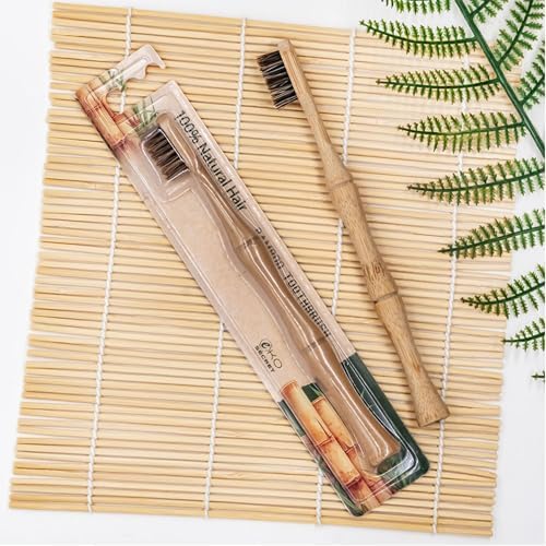 Natural Horsehair Bamboo Handle Toothbrushes, No Nylon Totally Biodegradable Horse Hair and Bamboo Toothbrushes (Pack of 2) - Image 3
