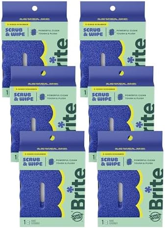 Brite by Scotch-Brite 2-Sided Scrub & Wipe Scrubber, Midnight Mode,6 Pack by Scotch-Brite